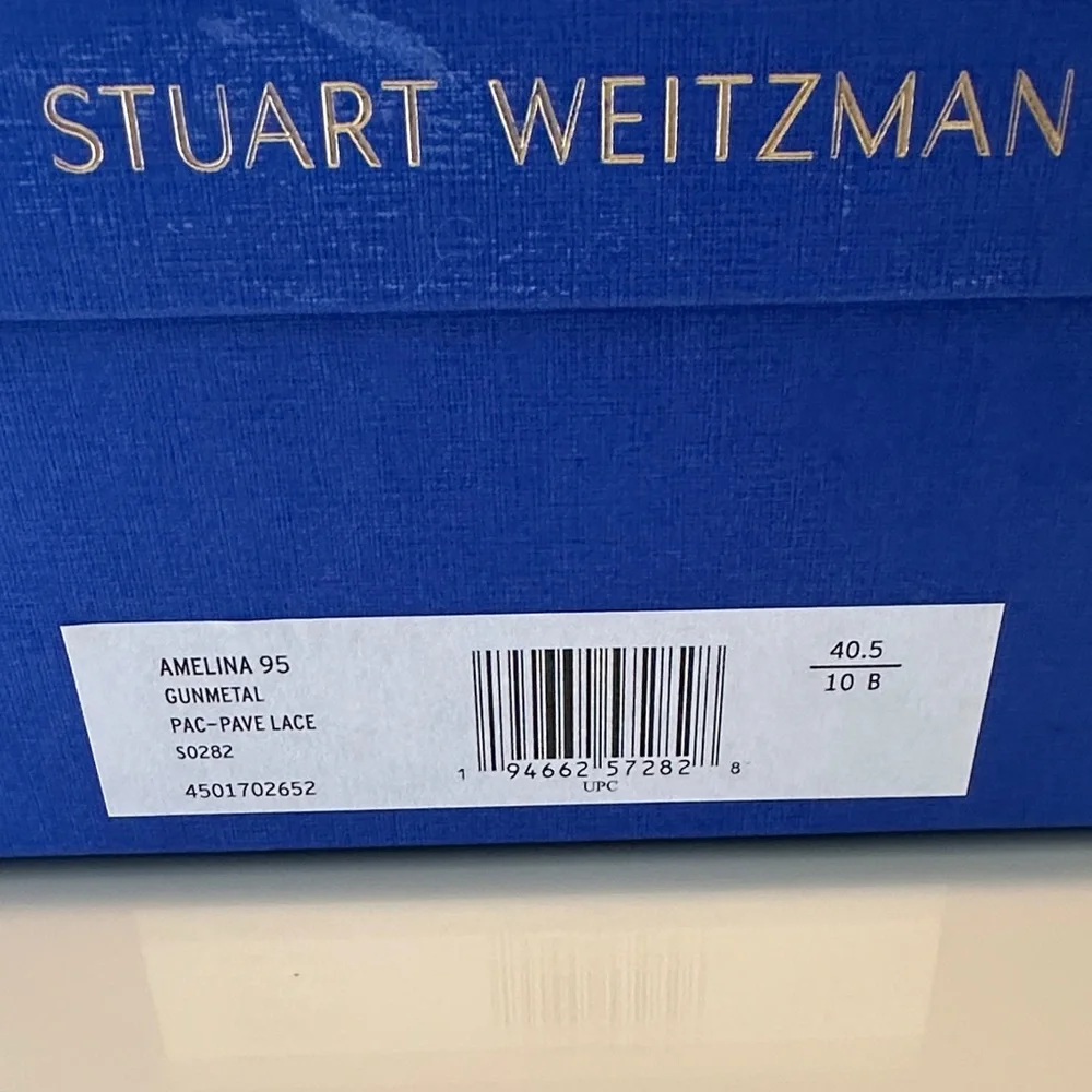 NWT Stuart Weitzman Amelina Gunmetal Glitter Heels - Picture 4 of 11